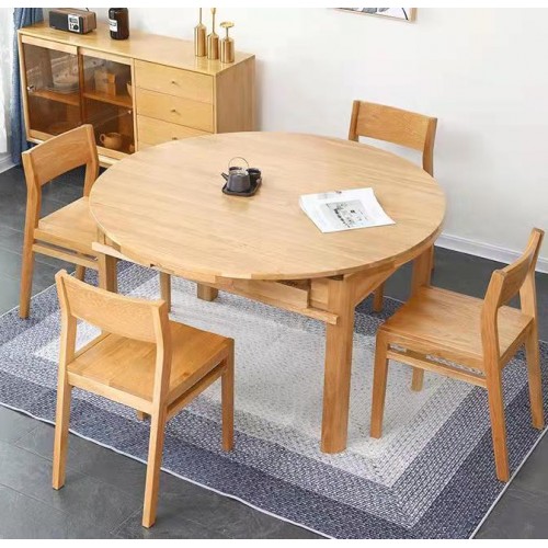 Nordic Solid Oak Extension Dining Round Table